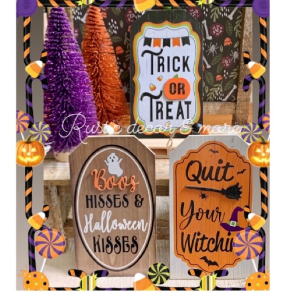 Halloween Hanging Tag Signs Set Of 3